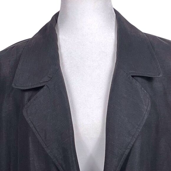 EILEEN FISHER System Tencel Linen Slub Blend Open Jacket Size Medium Black EUC - Picture 15 of 15